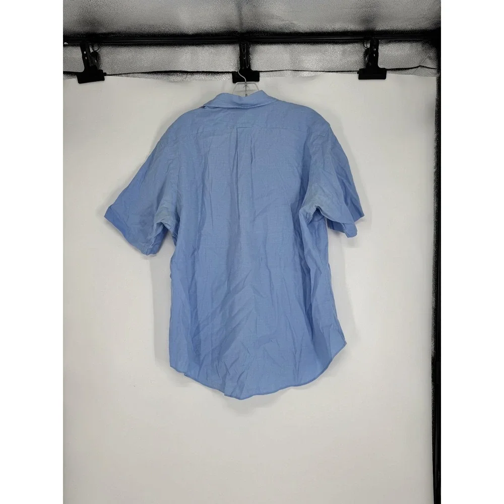 Polo Ralph Lauren Shirt Large Linen Blend Classic Fit Short Sleeve Button Up